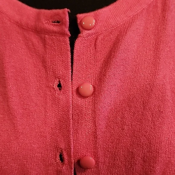 Pink Knit Button Down Cardigan Long Sleeve Sweater Medium - Picture 2 of 8